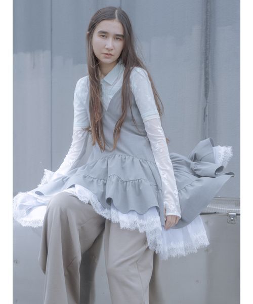 SORIN(ソリン )の「Sheer Hem Mini Dress / シアーヘムミニドレス(ワンピース・レディース・ライトグレー/ブラック/チェック・38)」の1枚目の写真