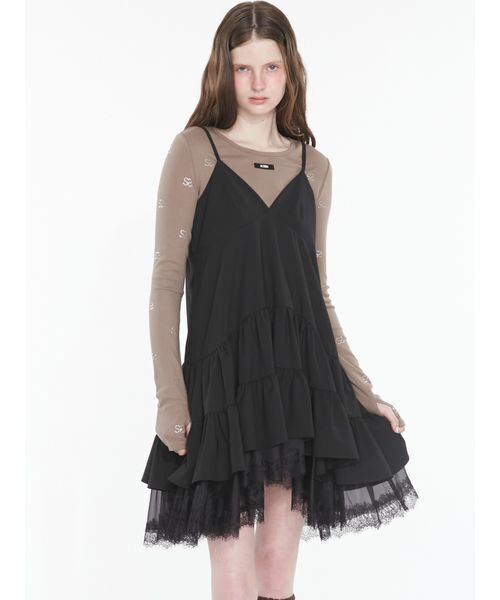 SORIN(ソリン )の「Sheer Hem Mini Dress / シアーヘムミニドレス(ワンピース・レディース・ライトグレー/ブラック/チェック・38)」の2枚目の写真