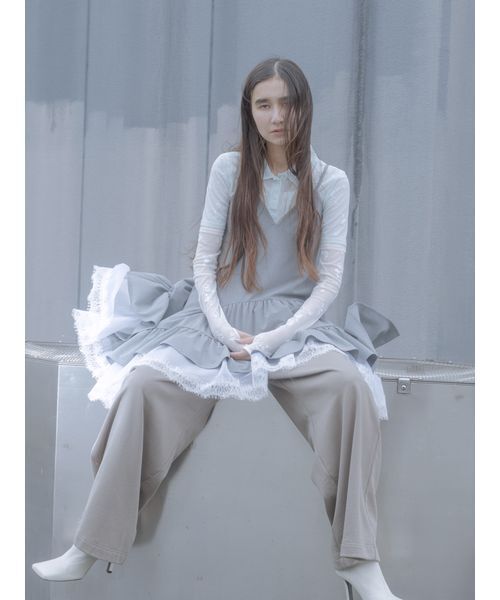 SORIN(ソリン )の「Sheer Hem Mini Dress / シアーヘムミニドレス(ワンピース・レディース・ライトグレー/ブラック/チェック・38)」の4枚目の写真