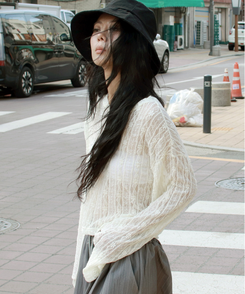 DEMARC(ドゥマーク)の「Lace Layered Semi-Crop T-Shirt white(Tシャツ/カットソー・レディース・ホワイト・FREE)」の8枚目の写真