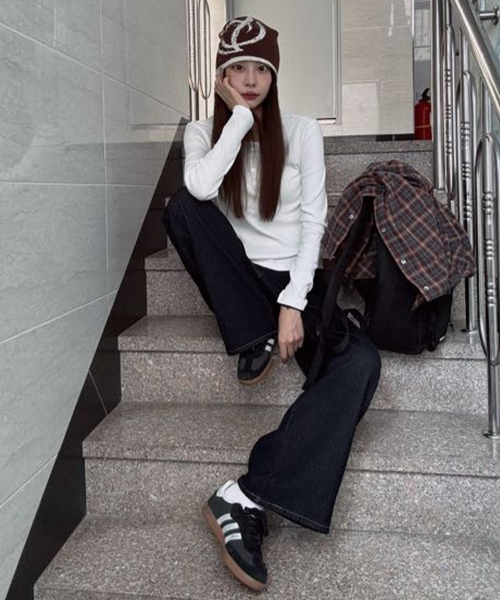 MIND BRIDGE WOMEN（マインドブリッジウーマン）の「[ON][W]リブ ヘンリーネック デイリー 長袖 Tシャツ - 4color（Tシャツ/カットソー・レディース・ホワイト/ブラック/ダークグレー/ライトグレー・55/66/77）」の9枚目の写真