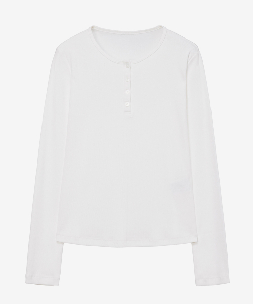 MIND BRIDGE WOMEN（マインドブリッジウーマン）の「[ON][W]リブ ヘンリーネック デイリー 長袖 Tシャツ - 4color（Tシャツ/カットソー・レディース・ホワイト/ブラック/ダークグレー/ライトグレー・55/66/77）」の5枚目の写真
