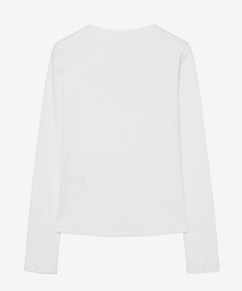 MIND BRIDGE WOMEN（マインドブリッジウーマン）の「[ON][W]リブ ヘンリーネック デイリー 長袖 Tシャツ - 4color（Tシャツ/カットソー・レディース・ホワイト/ブラック/ダークグレー/ライトグレー・55/66/77）」の14枚目の写真