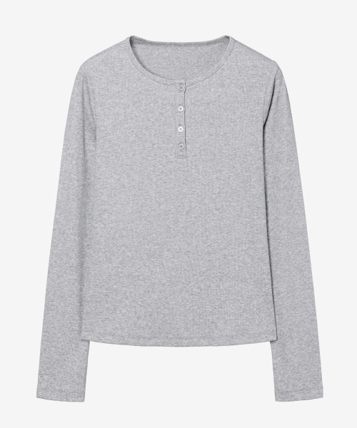MIND BRIDGE WOMEN（マインドブリッジウーマン）の「[ON][W]リブ ヘンリーネック デイリー 長袖 Tシャツ - 4color（Tシャツ/カットソー・レディース・ホワイト/ブラック/ダークグレー/ライトグレー・55/66/77）」の15枚目の写真
