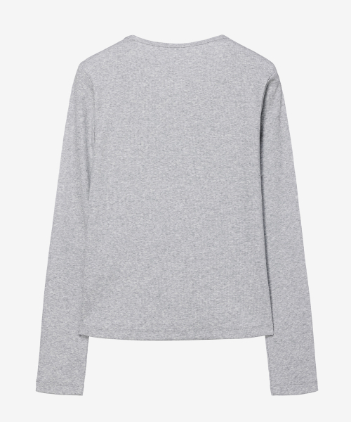 MIND BRIDGE WOMEN（マインドブリッジウーマン）の「[ON][W]リブ ヘンリーネック デイリー 長袖 Tシャツ - 4color（Tシャツ/カットソー・レディース・ホワイト/ブラック/ダークグレー/ライトグレー・55/66/77）」の16枚目の写真