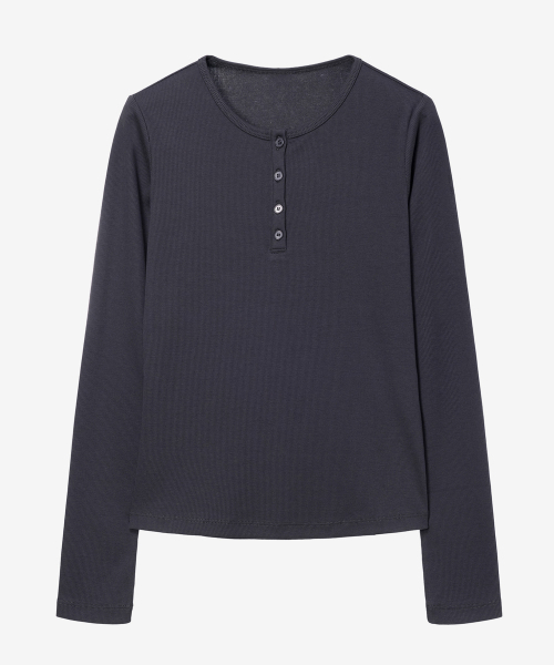 MIND BRIDGE WOMEN（マインドブリッジウーマン）の「[ON][W]リブ ヘンリーネック デイリー 長袖 Tシャツ - 4color（Tシャツ/カットソー・レディース・ホワイト/ブラック/ダークグレー/ライトグレー・55/66/77）」の17枚目の写真