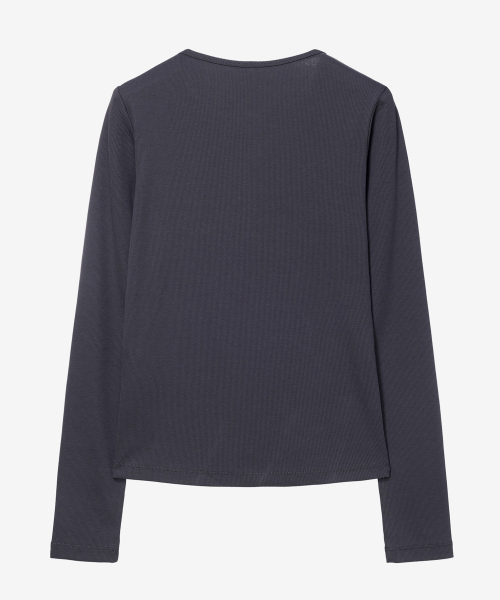 MIND BRIDGE WOMEN（マインドブリッジウーマン）の「[ON][W]リブ ヘンリーネック デイリー 長袖 Tシャツ - 4color（Tシャツ/カットソー・レディース・ホワイト/ブラック/ダークグレー/ライトグレー・55/66/77）」の18枚目の写真