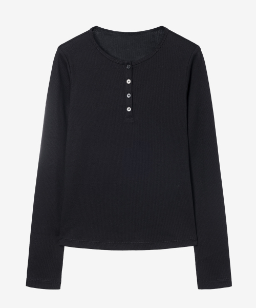 MIND BRIDGE WOMEN（マインドブリッジウーマン）の「[ON][W]リブ ヘンリーネック デイリー 長袖 Tシャツ - 4color（Tシャツ/カットソー・レディース・ホワイト/ブラック/ダークグレー/ライトグレー・55/66/77）」の19枚目の写真