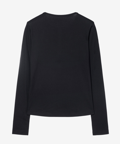 MIND BRIDGE WOMEN（マインドブリッジウーマン）の「[ON][W]リブ ヘンリーネック デイリー 長袖 Tシャツ - 4color（Tシャツ/カットソー・レディース・ホワイト/ブラック/ダークグレー/ライトグレー・55/66/77）」の20枚目の写真