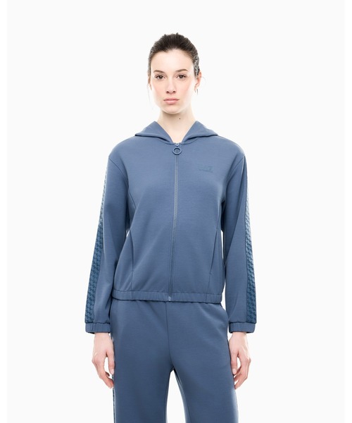 EMPORIO ARMANI EA7(エンポリオアルマーニイーエーセブン)の「<オンライン限定>【エンポリオ アルマーニ EA7】ウィメンズ フルジップパーカー Logo Series(パーカー・レディース・ブルー・LARGE/MEDIUM/SMALL)」の1枚目の写真