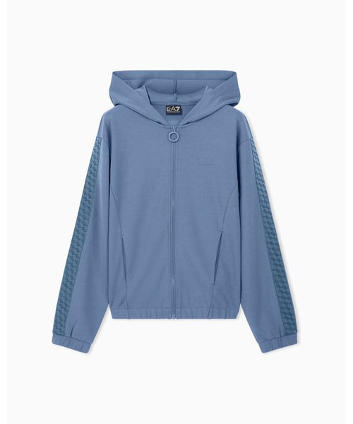EMPORIO ARMANI EA7(エンポリオアルマーニイーエーセブン)の「<オンライン限定>【エンポリオ アルマーニ EA7】ウィメンズ フルジップパーカー Logo Series(パーカー・レディース・ブルー・LARGE/MEDIUM/SMALL)」の4枚目の写真