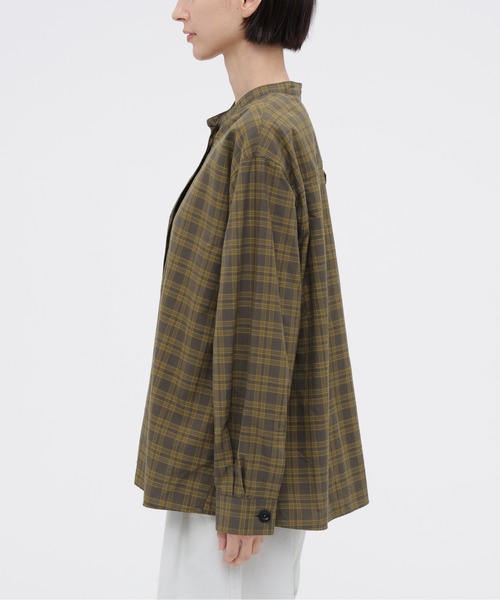 MHL.（エムエイチエル）の「TONAL COTTON CHECK（シャツ/ブラウス・レディース・カーキ・1/2）」の3枚目の写真