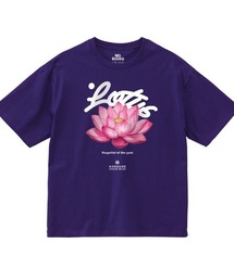 NOBOUND(ノーバウンド) 半袖Tシャツ 蓮 花 フラワー柄 プリント ボックスシルエット トップス カットソー メンズ ユニセックス ストリート