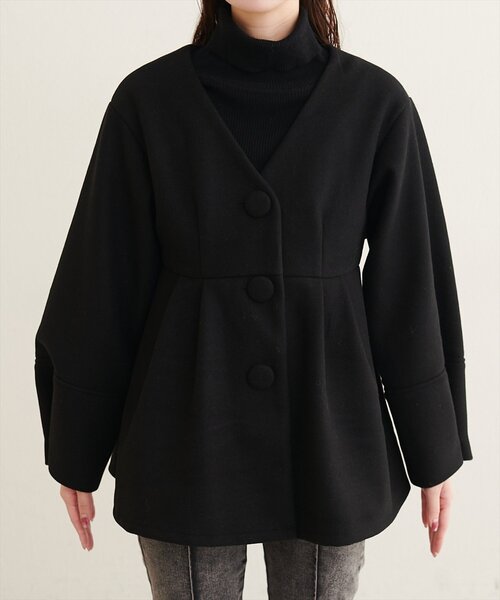 natural couture(ナチュラルクチュール)の「くるみ釦ペプラムジャケット(ノーカラージャケット・レディース・モカ/アイボリー/ブラウン/ブラック・FREE)」の15枚目の写真