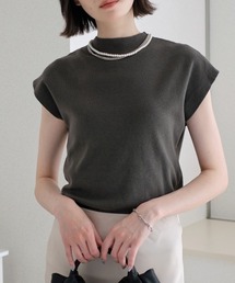 ボトルネック フレンチスリーブニット