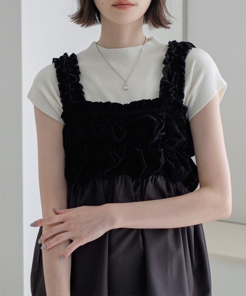 Rejoule（リジュール）の「ボトルネック フレンチスリーブニット（ニット/セーター・レディース・チャコールグレー/ベージュ/ブラック/ブラウン/アイボリー・FREE）」の2枚目の写真