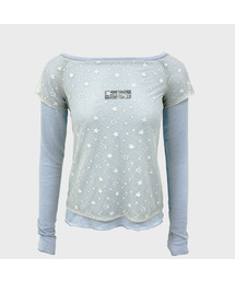 PLASMASPHERE（プラズマスフィア）の「DAZZLE ドローイング レイヤード ボートネック オフショルダー スリムフィット Tシャツ_2COLOR（Tシャツ/カットソー）」