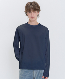 PSSHOPPER（ピーエスショッパ）の「レイヤードインナークロップドカット長袖Tシャツ [ネイビー]（Tシャツ/カットソー）」