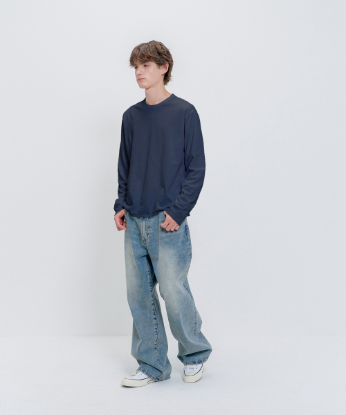 PSSHOPPER（ピーエスショッパ）の「レイヤードインナークロップドカット長袖Tシャツ [ネイビー]（Tシャツ/カットソー・メンズ・その他・MEDIUM/LARGE/X-LARGE）」の5枚目の写真