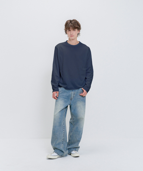 PSSHOPPER（ピーエスショッパ）の「レイヤードインナークロップドカット長袖Tシャツ [ネイビー]（Tシャツ/カットソー・メンズ・その他・MEDIUM/LARGE/X-LARGE）」の6枚目の写真
