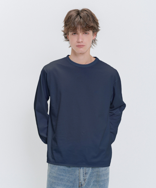 PSSHOPPER（ピーエスショッパ）の「レイヤードインナークロップドカット長袖Tシャツ [ネイビー]（Tシャツ/カットソー・メンズ・その他・MEDIUM/LARGE/X-LARGE）」の7枚目の写真
