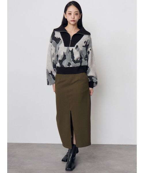 MURUA(ムルーア)の「【20th Anniversary Iconic Items】ベルテッドペンシルスリットスカート(スカート・レディース・カーキ/ボルドー/ブラック・1/2)」の6枚目の写真