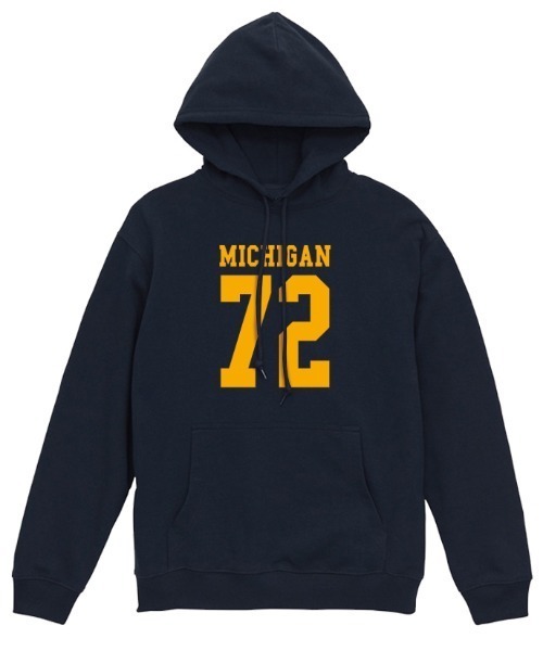 Ol' Basics（オールベーシックス）の「Ol' Basics（オール・ベーシックス） プルパーカー スウェット MICHIGAN ロゴ ナンバリング プリント 裏毛 トップス メンズ ユニセックス（パーカー・メンズ・ブルー/ブラック/ネイビー/バーガンディー・M/L/XL）」の2枚目の写真