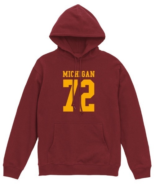 Ol' Basics（オールベーシックス）の「Ol' Basics（オール・ベーシックス） プルパーカー スウェット MICHIGAN ロゴ ナンバリング プリント 裏毛 トップス メンズ ユニセックス（パーカー・メンズ・ブルー/ブラック/ネイビー/バーガンディー・M/L/XL）」の4枚目の写真