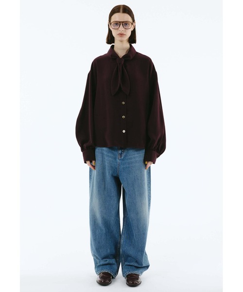 HeRIN.CYE（ヘリンドットサイ）の「Scarf docking shirt（シャツ/ブラウス・レディース・ブラック/ボルドー/ブルー・FREE）」の7枚目の写真