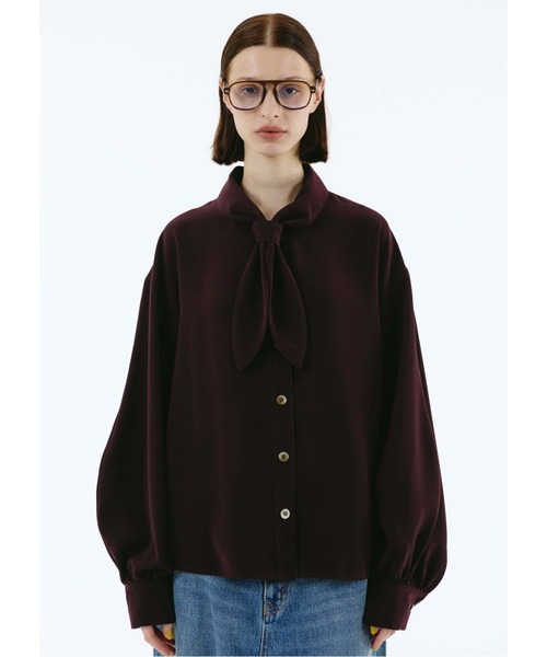 HeRIN.CYE（ヘリンドットサイ）の「Scarf docking shirt（シャツ/ブラウス・レディース・ブラック/ボルドー/ブルー・FREE）」の8枚目の写真