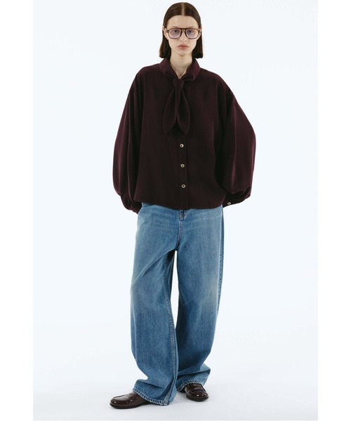HeRIN.CYE（ヘリンドットサイ）の「Scarf docking shirt（シャツ/ブラウス・レディース・ブラック/ボルドー/ブルー・FREE）」の17枚目の写真