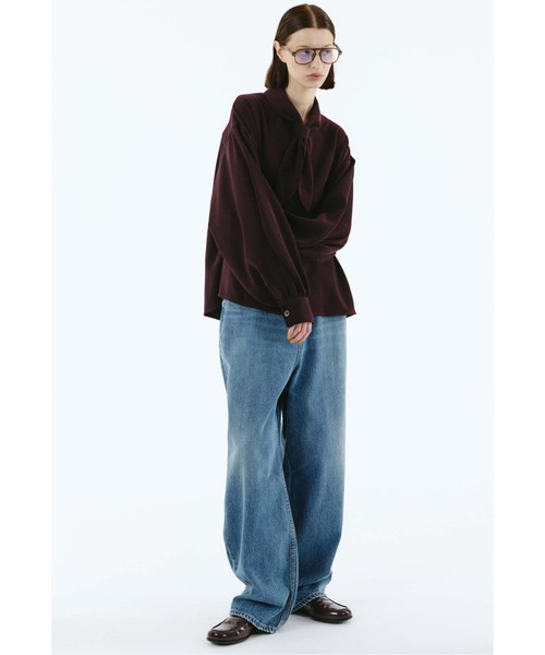 HeRIN.CYE（ヘリンドットサイ）の「Scarf docking shirt（シャツ/ブラウス・レディース・ブラック/ボルドー/ブルー・FREE）」の19枚目の写真