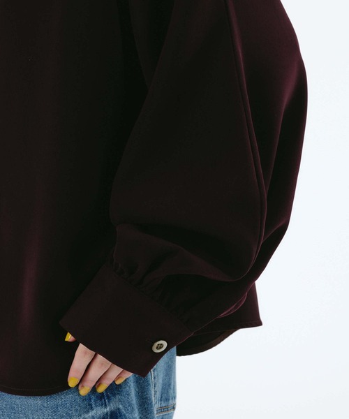 HeRIN.CYE（ヘリンドットサイ）の「Scarf docking shirt（シャツ/ブラウス・レディース・ブラック/ボルドー/ブルー・FREE）」の12枚目の写真