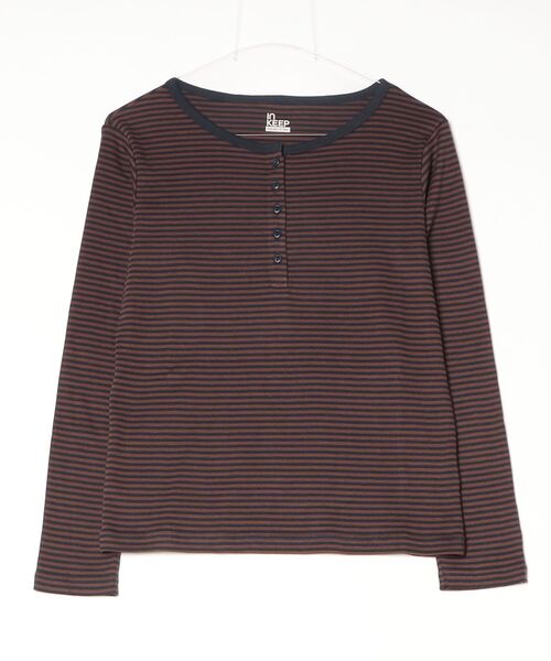 FREAK'S STORE(フリークスストア)の「<温度調節機能>INKEEP ヘンリークルーネックトップス/インキープ ヘンリーネックカットソー(Tシャツ/カットソー・レディース・ブラウン系その他/ブラック・フリ-)」の2枚目の写真