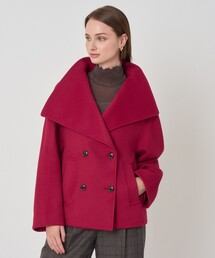 カシミヤ混ビッグカラーショートコート