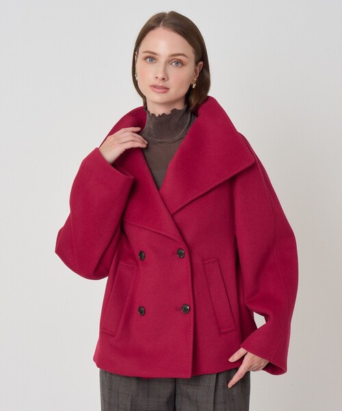 ANAYI(アナイ)の「カシミヤ混ビッグカラーショートコート(テーラードジャケット・レディース・レッド/ブラック/ブラウン/グレー・38/36)」の5枚目の写真