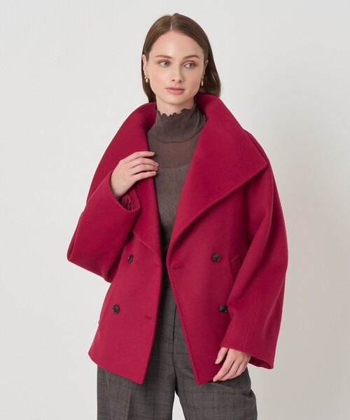 ANAYI(アナイ)の「カシミヤ混ビッグカラーショートコート(テーラードジャケット・レディース・レッド/ブラック/ブラウン/グレー・38/36)」の7枚目の写真