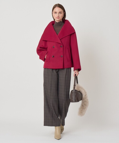 ANAYI(アナイ)の「カシミヤ混ビッグカラーショートコート(テーラードジャケット・レディース・レッド/ブラック/ブラウン/グレー・38/36)」の11枚目の写真