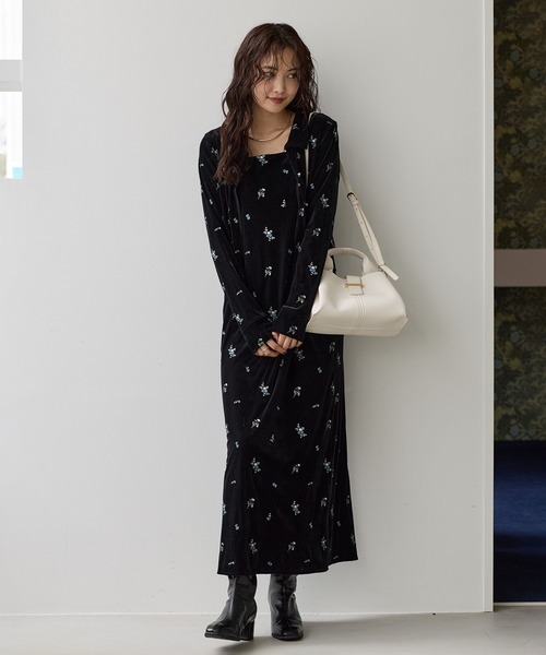 VIS(ビス)の「カラー刺繍ベロアカーディガン(カーディガン/ボレロ・レディース・ブラウン系その他/ブラック系その他・FREE)」の4枚目の写真