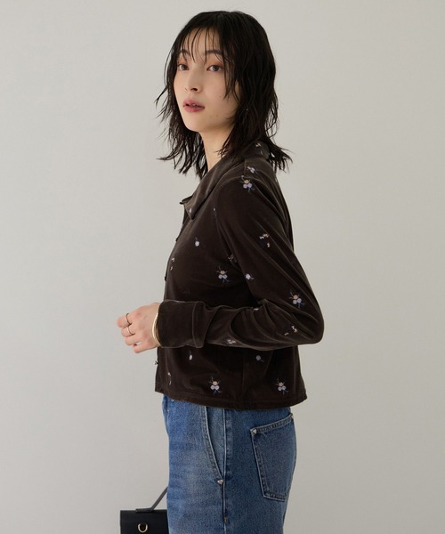 VIS(ビス)の「カラー刺繍ベロアカーディガン(カーディガン/ボレロ・レディース・ブラウン系その他/ブラック系その他・FREE)」の10枚目の写真