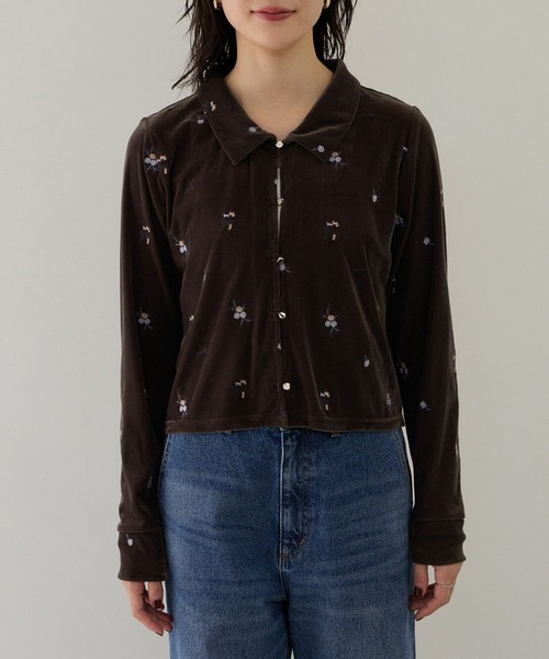VIS(ビス)の「カラー刺繍ベロアカーディガン(カーディガン/ボレロ・レディース・ブラウン系その他/ブラック系その他・FREE)」の21枚目の写真