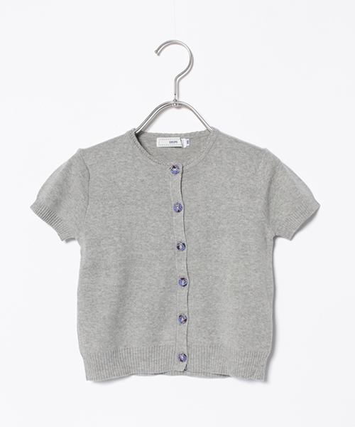 SHIPS KIDS（シップスキッズ）の「SHIPS KIDS:ソリッド/リバティ ショートスリーブ カーディガン(100～130cm)（カーディガン/ボレロ・キッズ・ホワイト/グレー/グリーン・100/120/110/130）」の2枚目の写真