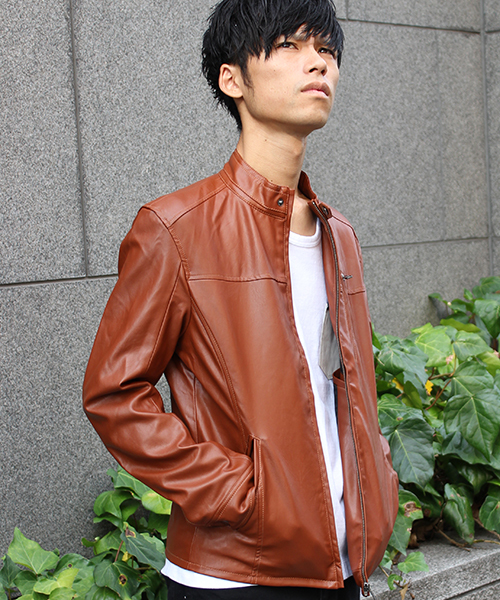 glory crew（グローリークルー）の「【2016 AW新作】シングルライダースブルゾン（ライダースジャケット・メンズ・ボルドー/ネイビー/キャメル/ブラック・LL/M/L）」の3枚目の写真