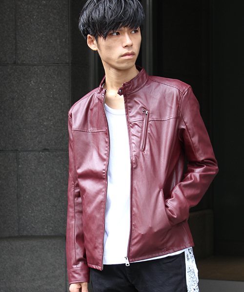 glory crew（グローリークルー）の「【2016 AW新作】シングルライダースブルゾン（ライダースジャケット・メンズ・ボルドー/ネイビー/キャメル/ブラック・LL/M/L）」の4枚目の写真