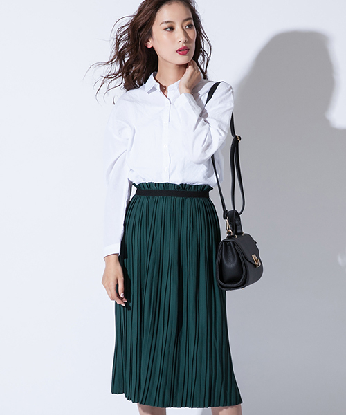 fifth（フィフス）の「ロングプリーツスカート（スカート・レディース・ブラック/グリーン/ボルドー/ホワイト/ネイビー/ベージュ・MEDIUM）」の5枚目の写真