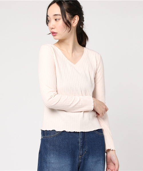 WEGO（ウィゴー）の「WEGO/2WAYリブロングスリーブカットソー（Tシャツ/カットソー・レディース・ライトピンク/ホワイト系その他5/ブラック/オフホワイト・FREE）」の19枚目の写真