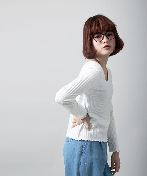 WEGO（ウィゴー）の「WEGO/2WAYリブロングスリーブカットソー（Tシャツ/カットソー・レディース・ライトピンク/ホワイト系その他5/ブラック/オフホワイト・FREE）」の13枚目の写真