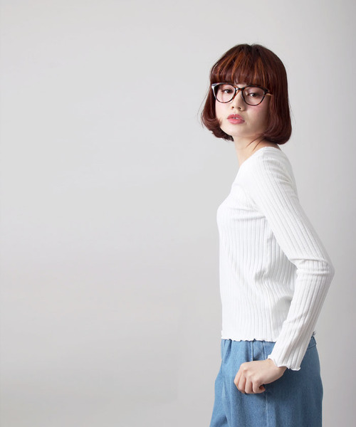 WEGO（ウィゴー）の「WEGO/2WAYリブロングスリーブカットソー（Tシャツ/カットソー・レディース・ライトピンク/ホワイト系その他5/ブラック/オフホワイト・FREE）」の14枚目の写真