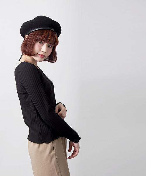 WEGO（ウィゴー）の「WEGO/2WAYリブロングスリーブカットソー（Tシャツ/カットソー・レディース・ライトピンク/ホワイト系その他5/ブラック/オフホワイト・FREE）」の21枚目の写真