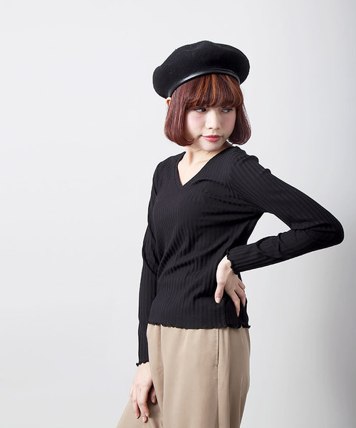 WEGO（ウィゴー）の「WEGO/2WAYリブロングスリーブカットソー（Tシャツ/カットソー・レディース・ライトピンク/ホワイト系その他5/ブラック/オフホワイト・FREE）」の22枚目の写真